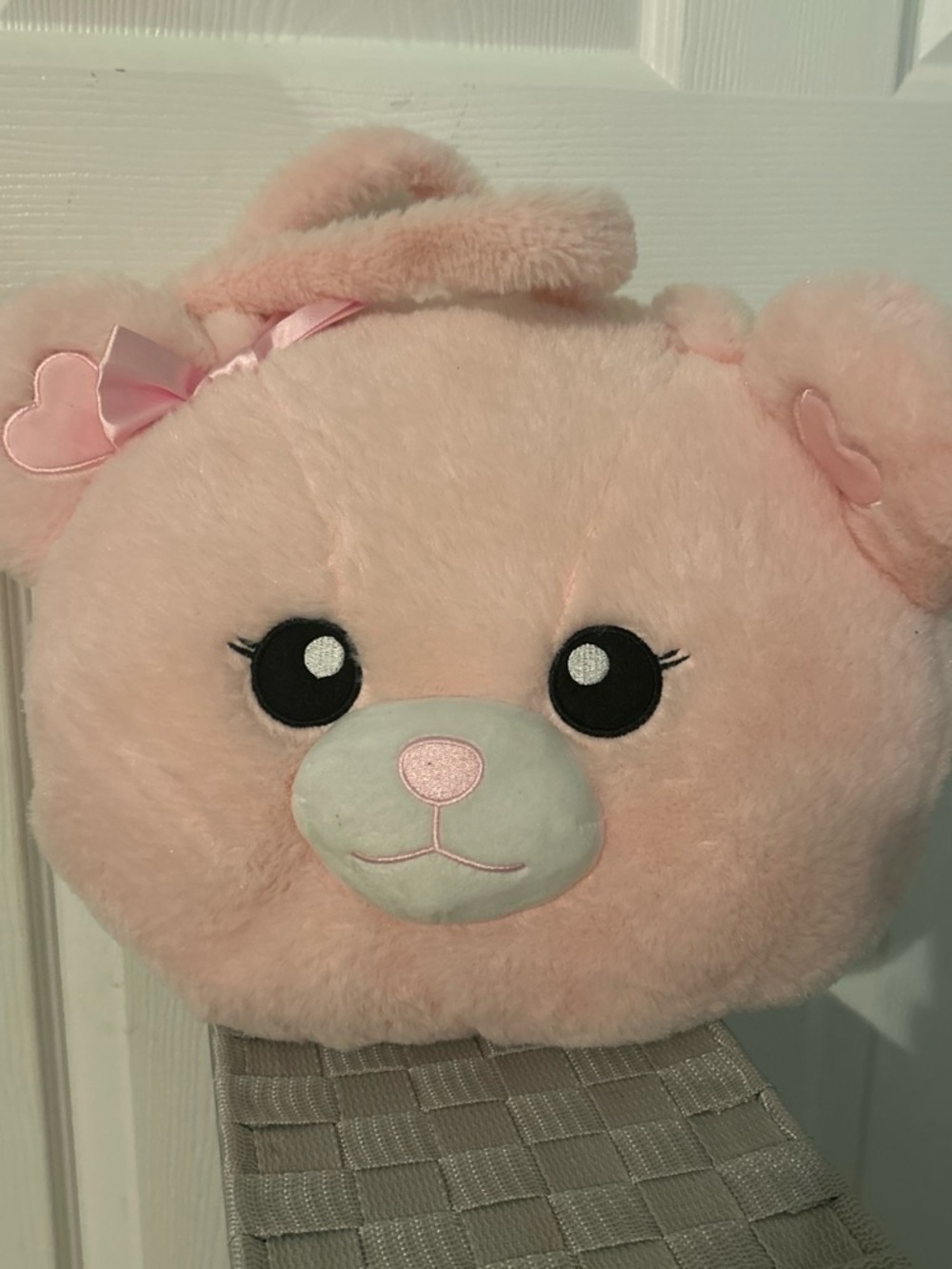 Plush Pink Bear Kids Crossbody Bag - Soft Faux Fur